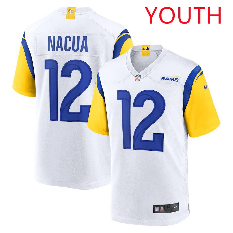 Youth Los Angeles Rams #12 Puka Nacua White Nike 2025 Game Player NFL Jersey->youth nfl jersey->Youth Jersey